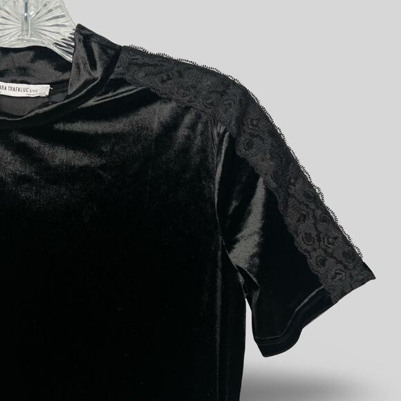 Zara Black Velvet Peplum Top - Picture 2 of 4